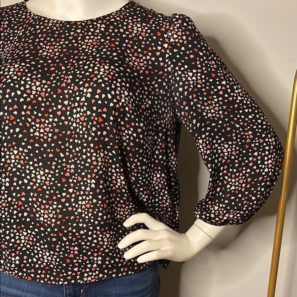 Apt. 9 Brown and White 3/4 Sleeve Blouse - Picture 3 of 6